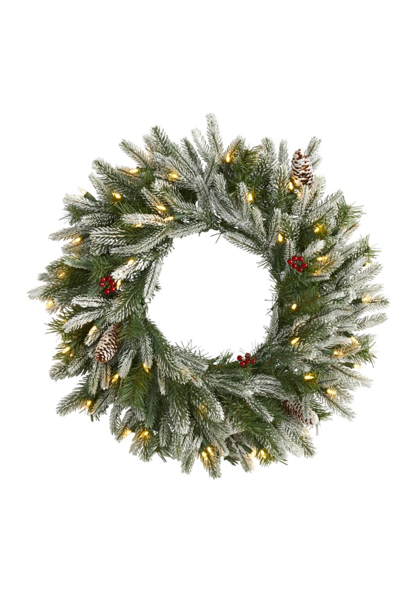 Snowed Christmas Wreath with Pine Cones