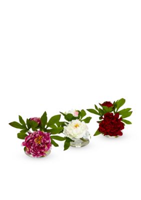 Peony with Glass Vase Set