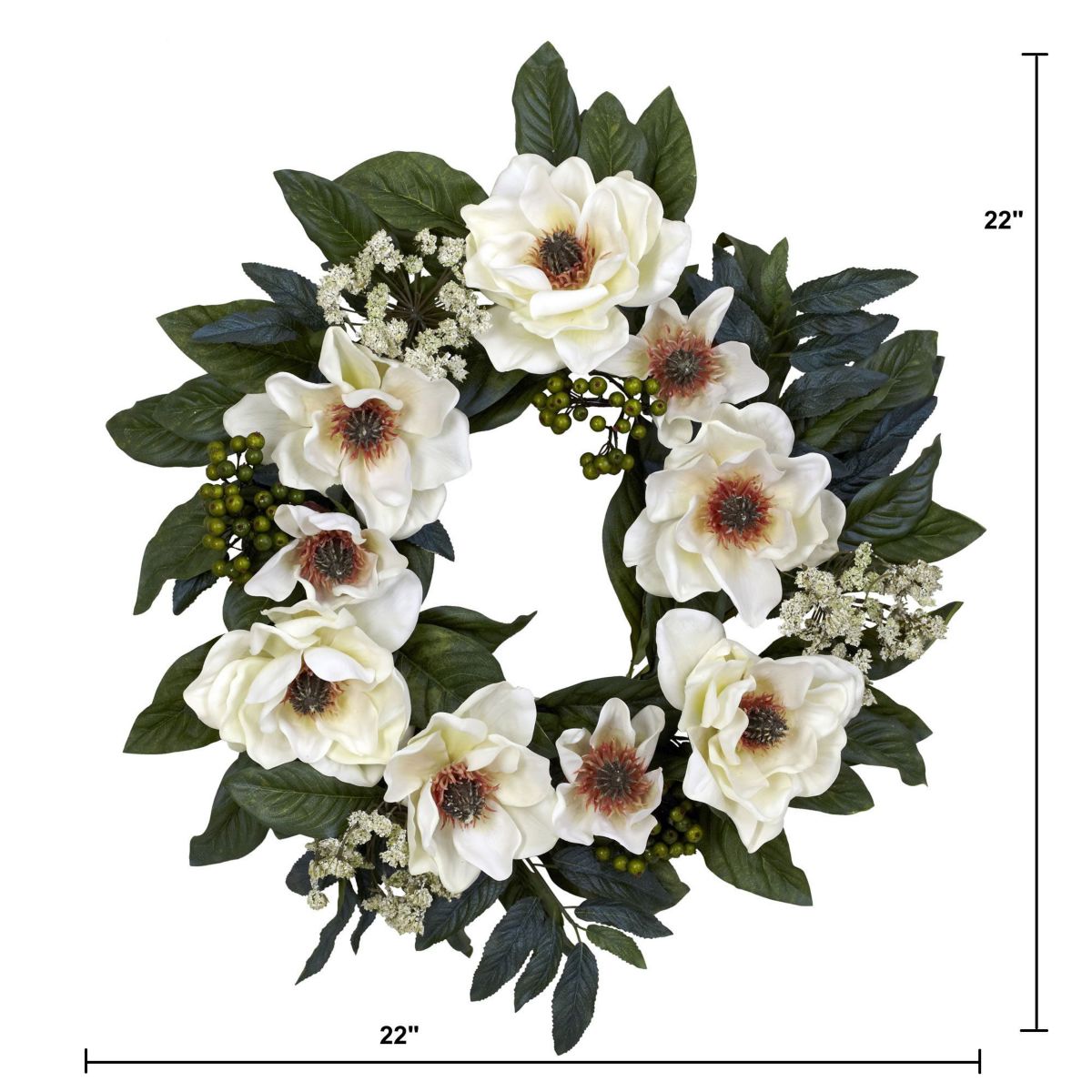 22" Magnolia Wreath