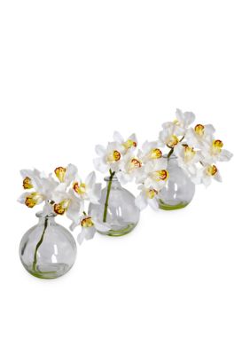 Cymbidium with Vase  Silk Flower Arrangement Set
