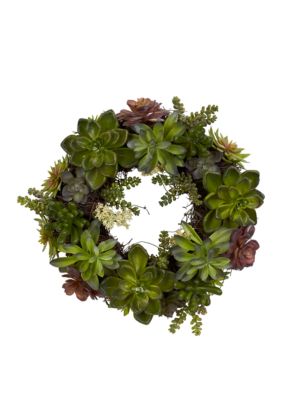 Nearly Natural 20-in. Succulent Wreath | belk