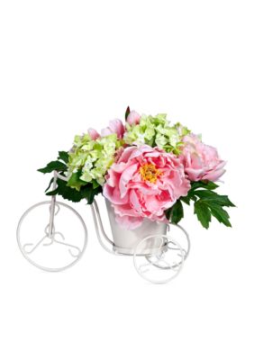 Peony and  Hydrangea Tricycle Silk Flower Arrangement