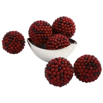 Nearly Natural 5" Red Berry Balls - Set of 6