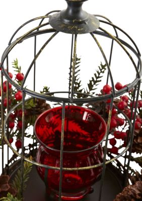 Pine Berry Birdhouse Candelabrum