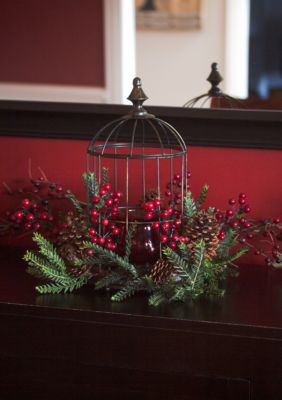 Pine Berry Birdhouse Candelabrum