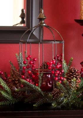 Pine Berry Birdhouse Candelabrum