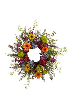 24-in. Spring Garden Wreath W/Twig Base