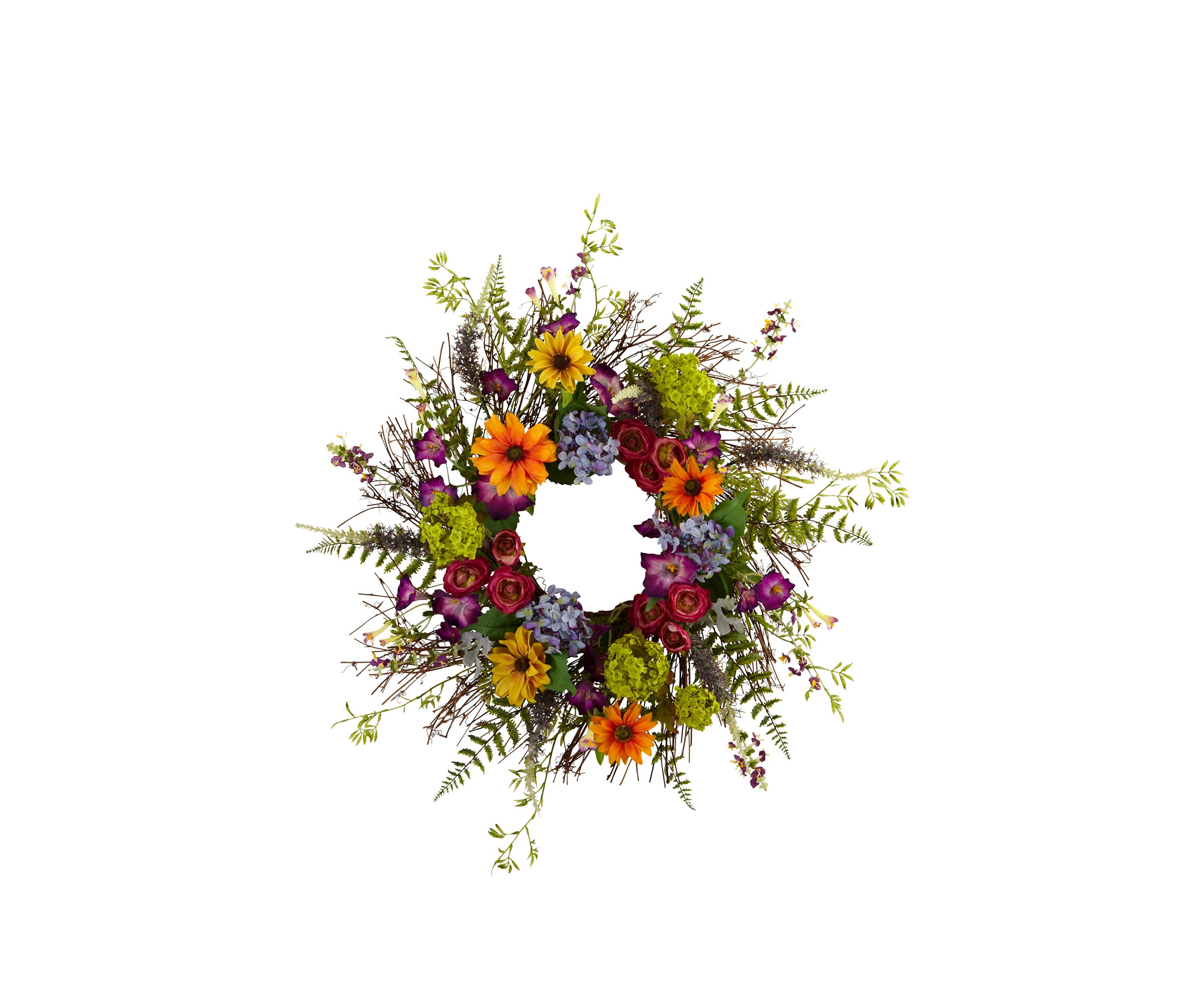 24-in. Spring Garden Wreath W/Twig Base