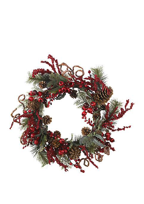 Nearly Natural 24 in Assorted Berry Wreath