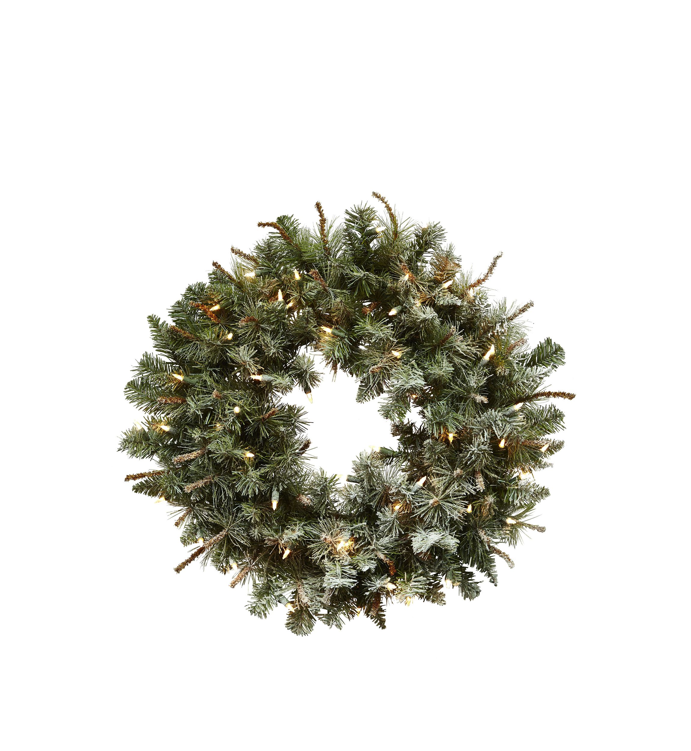 30 in Lighted Frosted Pine Wreath
