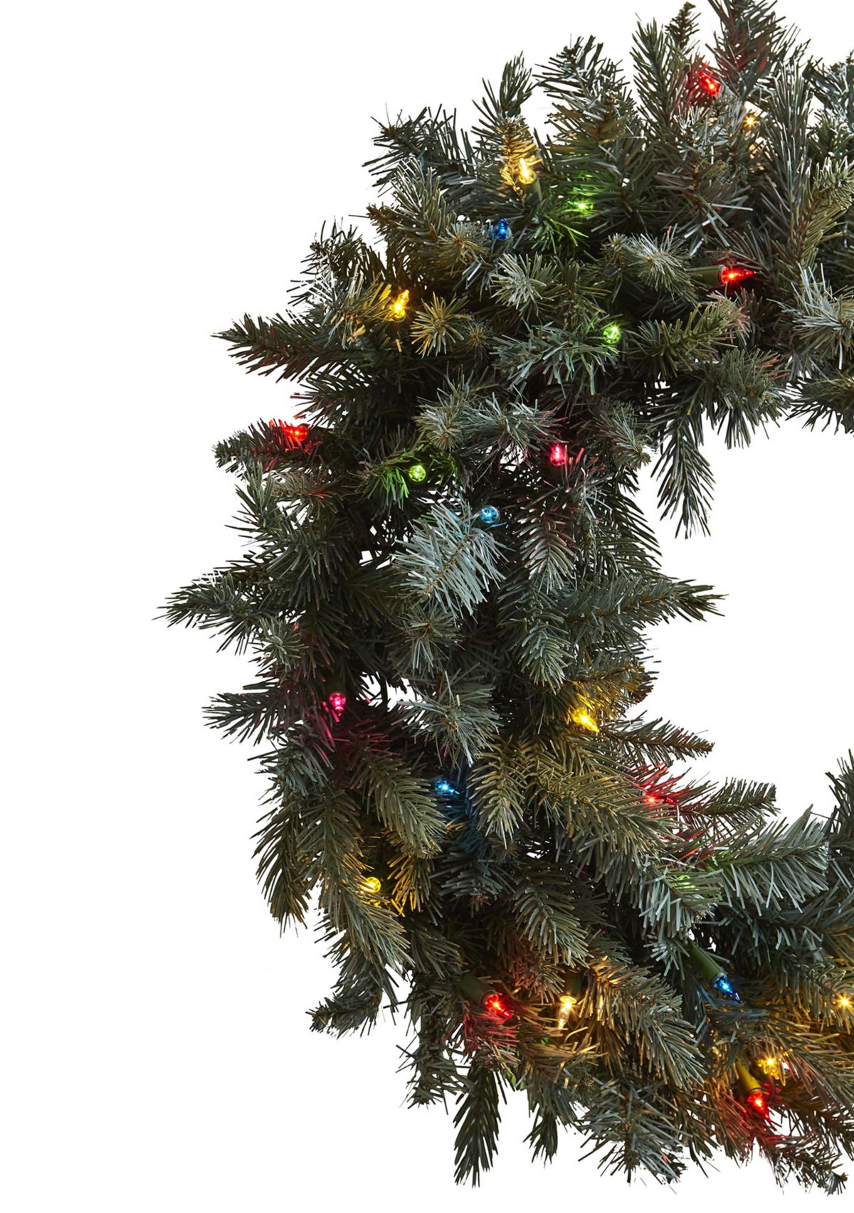 30 in Pine Wreath with Colored Lights