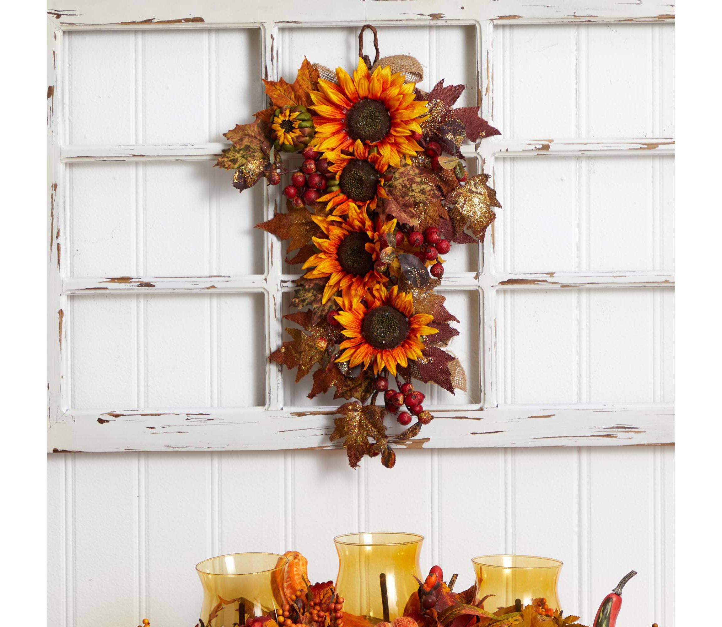 24-Inch Sunflower and Berry Teardrop