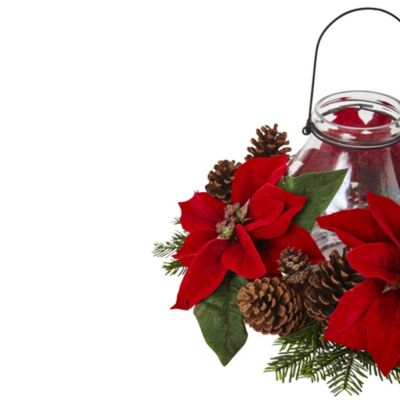 Poinsettia Pine & Pinecone Candelabrum