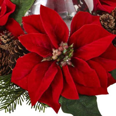 Poinsettia Pine & Pinecone Candelabrum