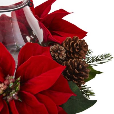 Poinsettia Pine & Pinecone Candelabrum