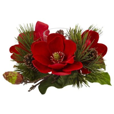 Red Magnolia & Pine Candelabrum