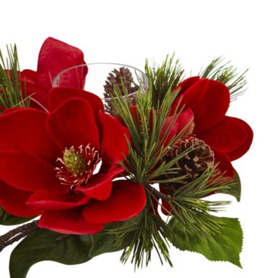 Red Magnolia & Pine Candelabrum