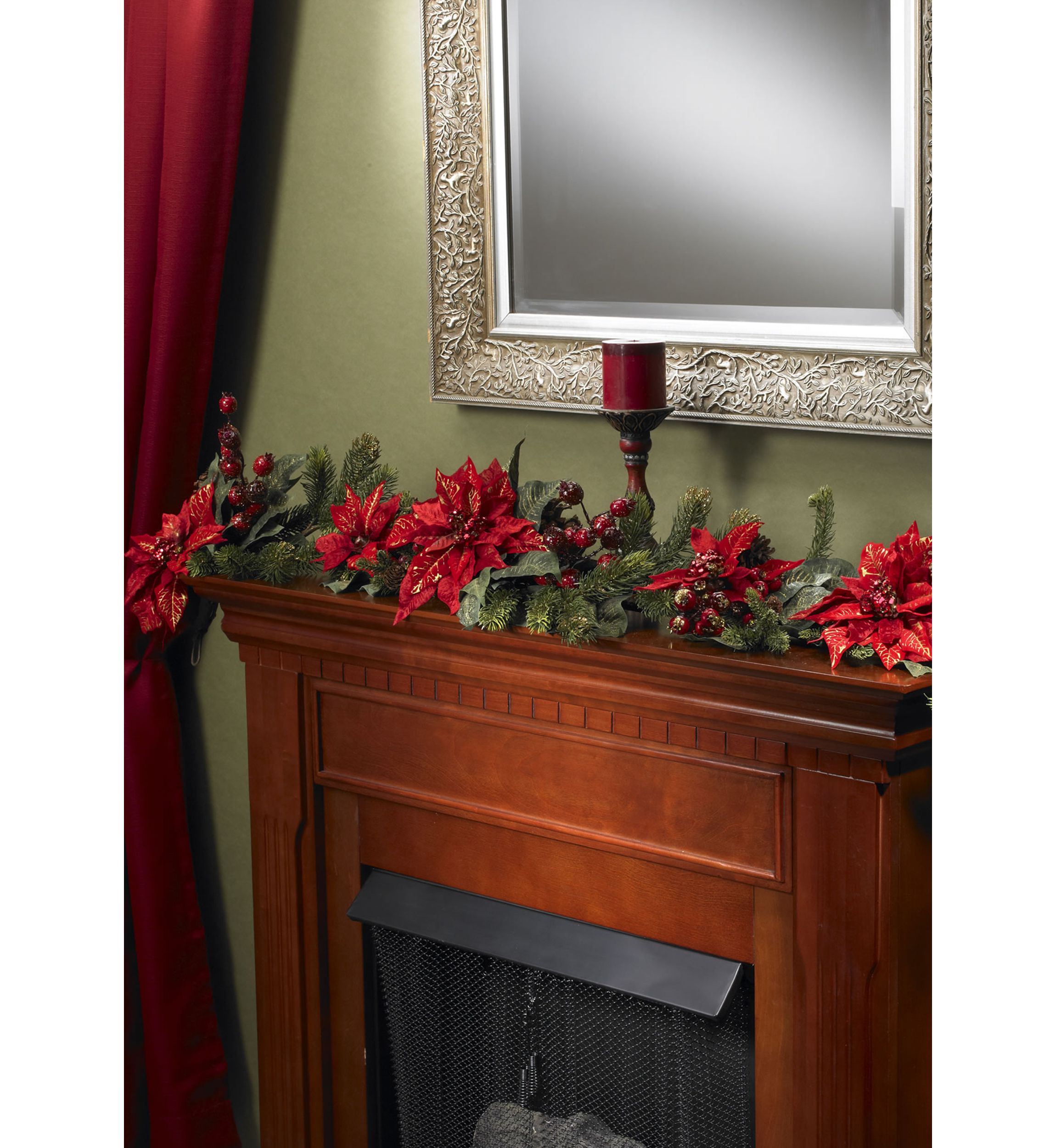 60 in Poinsettia & Berry Garland
