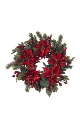 24 in Poinsettia and Berry Wreath