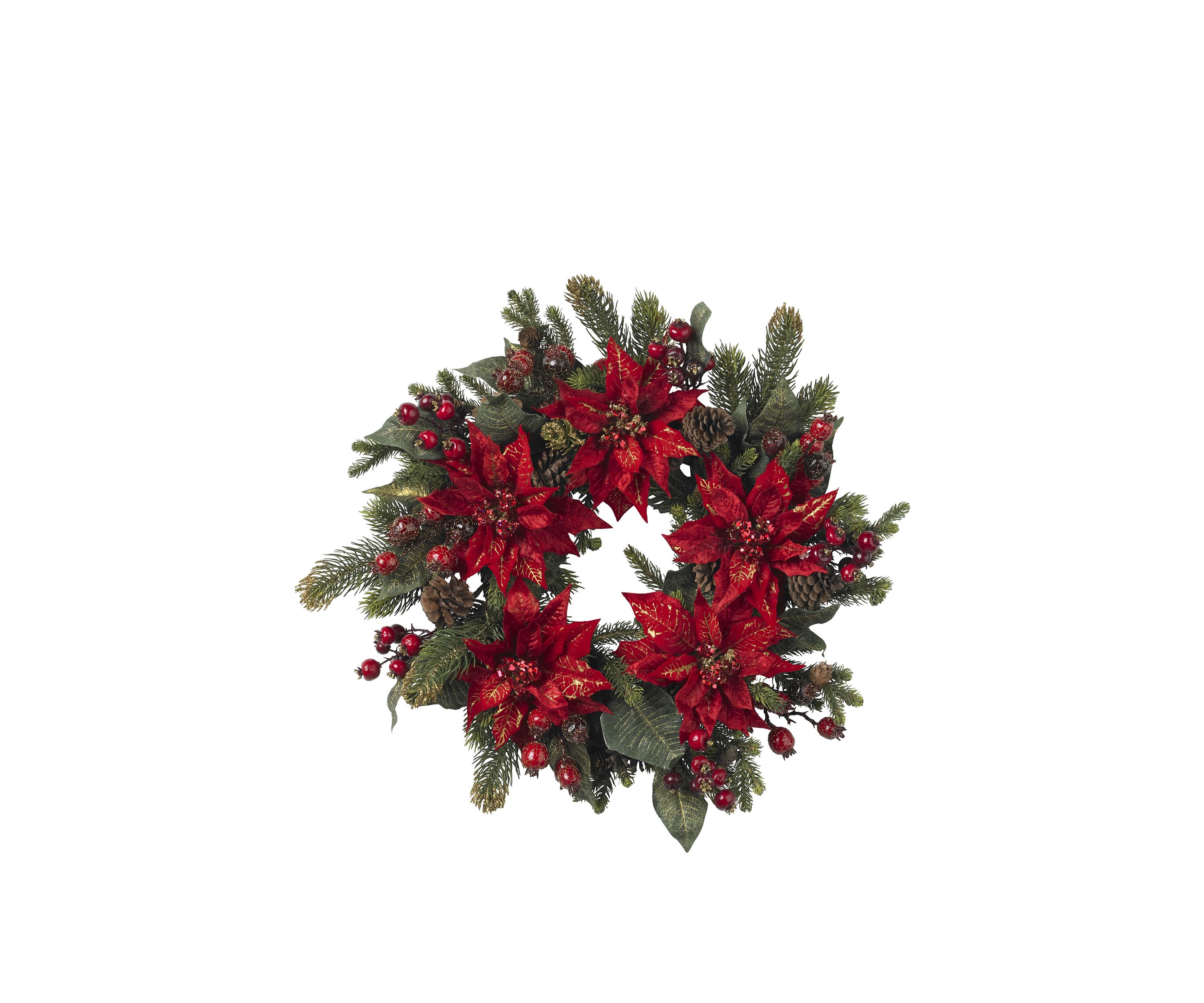 24 in Poinsettia and Berry Wreath