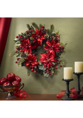 24 in Poinsettia and Berry Wreath