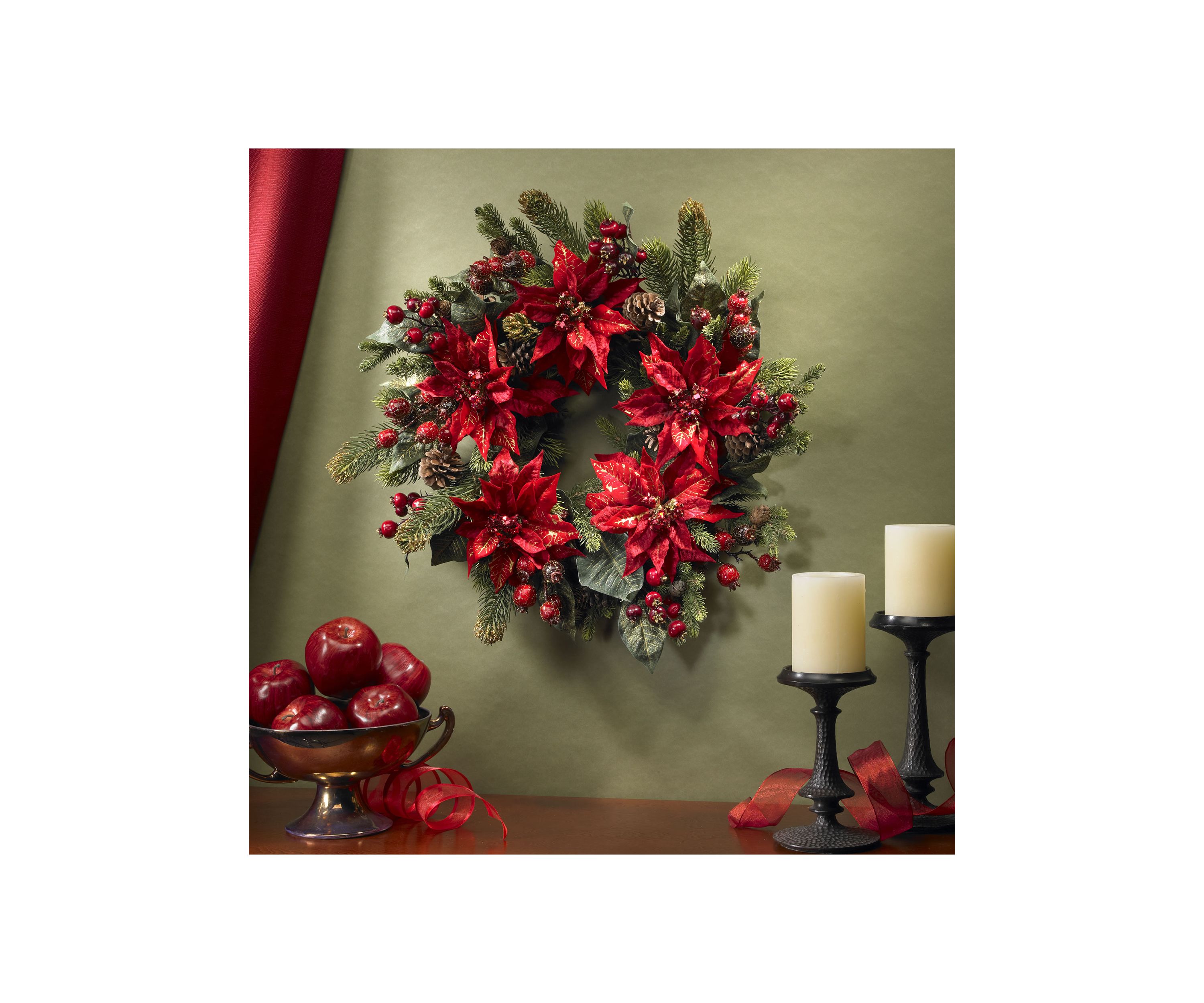 24 in Poinsettia and Berry Wreath