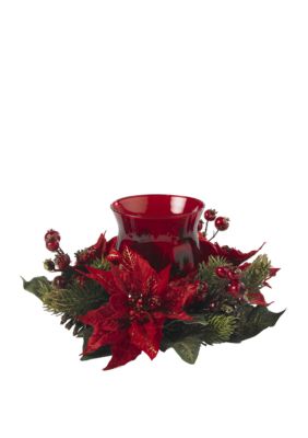 Poinsettia & Berry Candelabrum