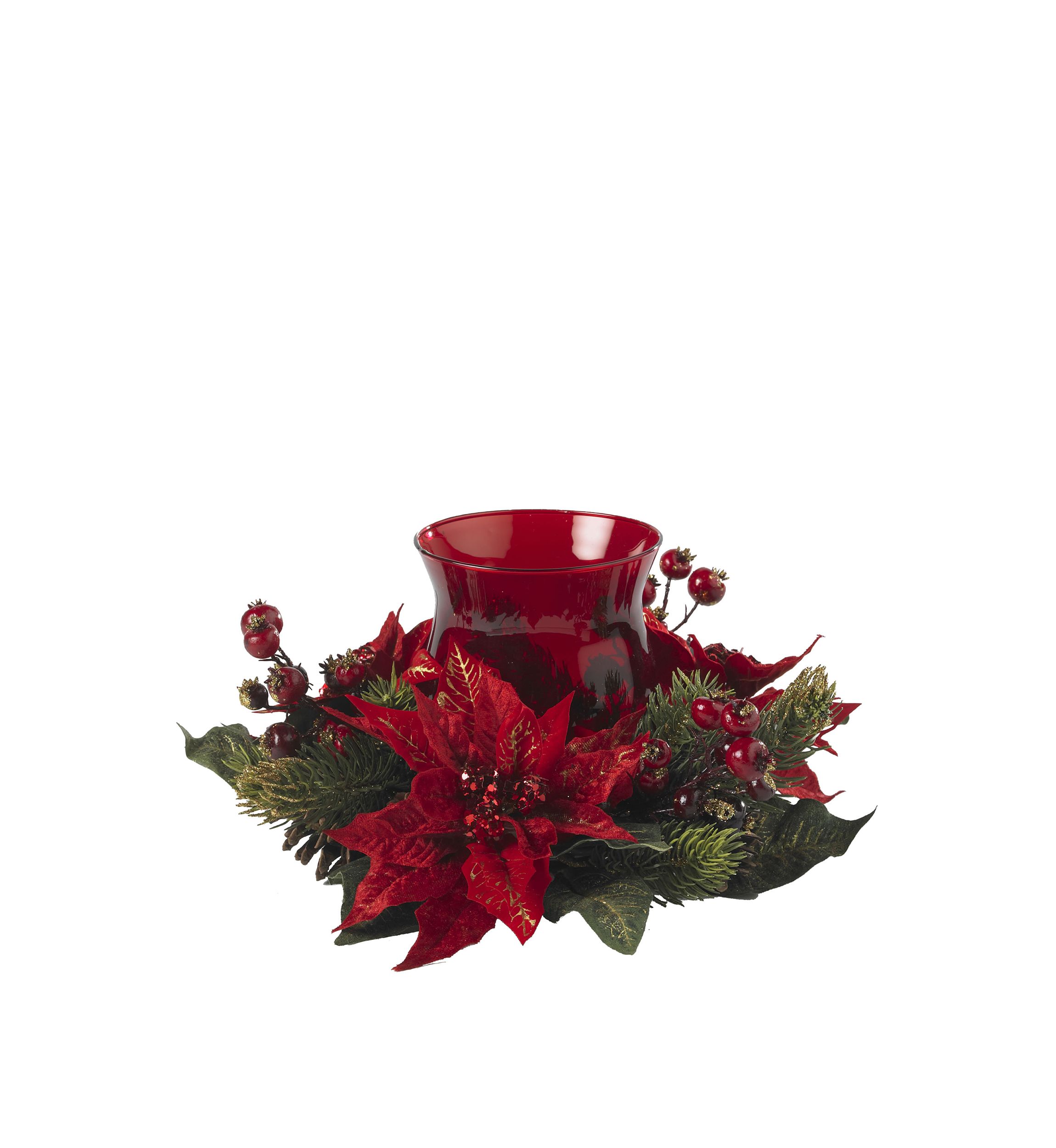 Poinsettia & Berry Candelabrum