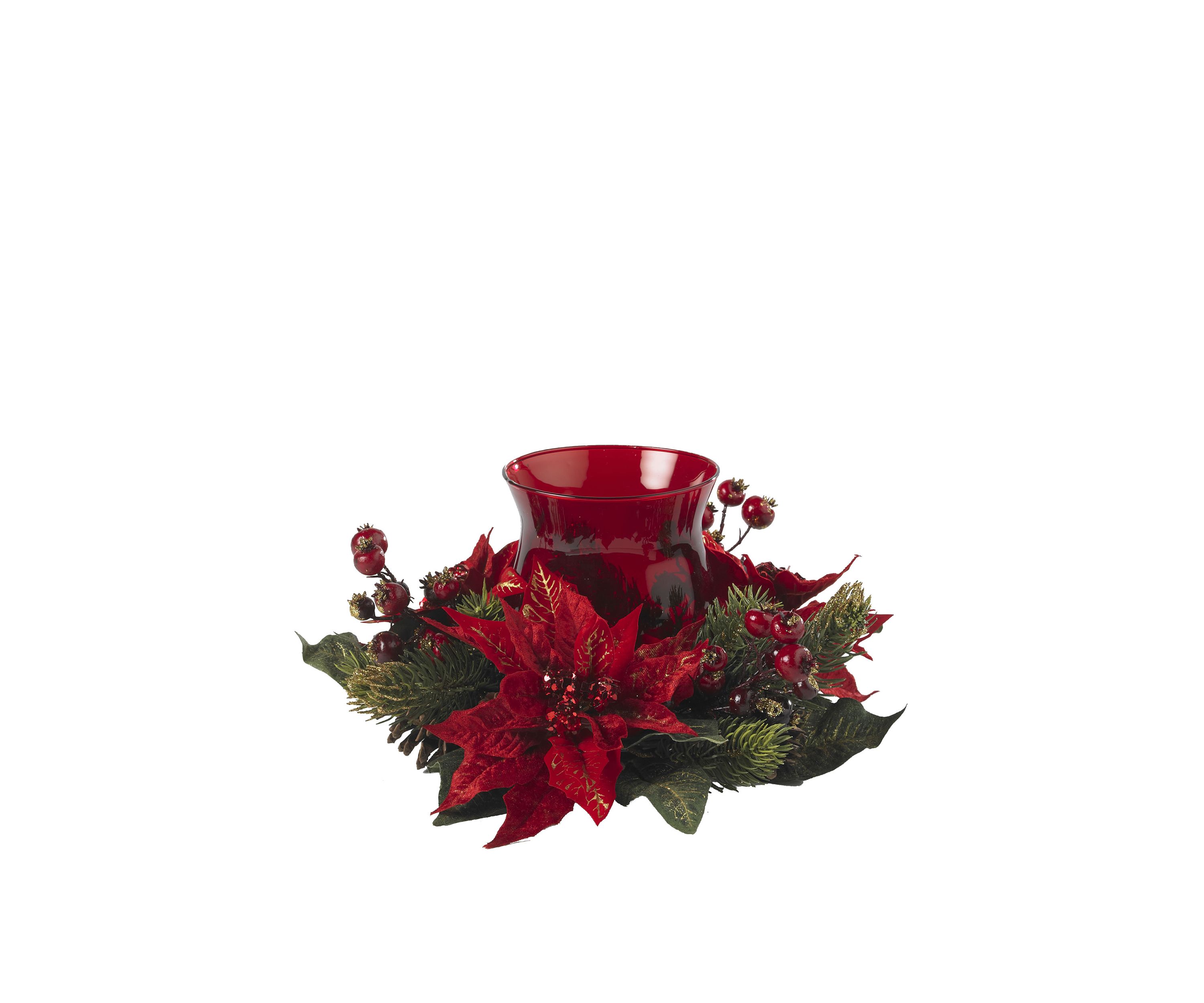 Poinsettia & Berry Candelabrum