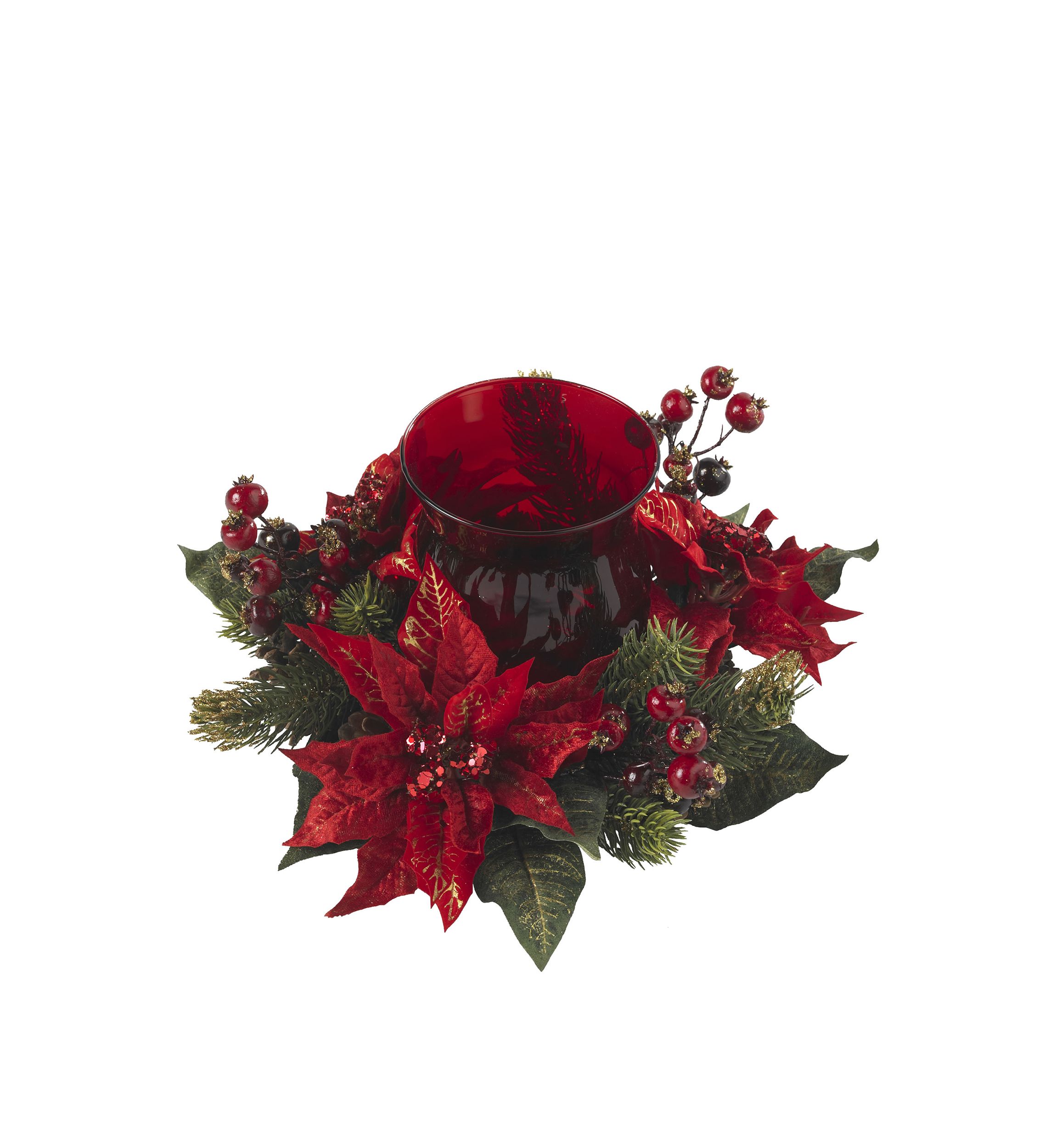 Poinsettia & Berry Candelabrum