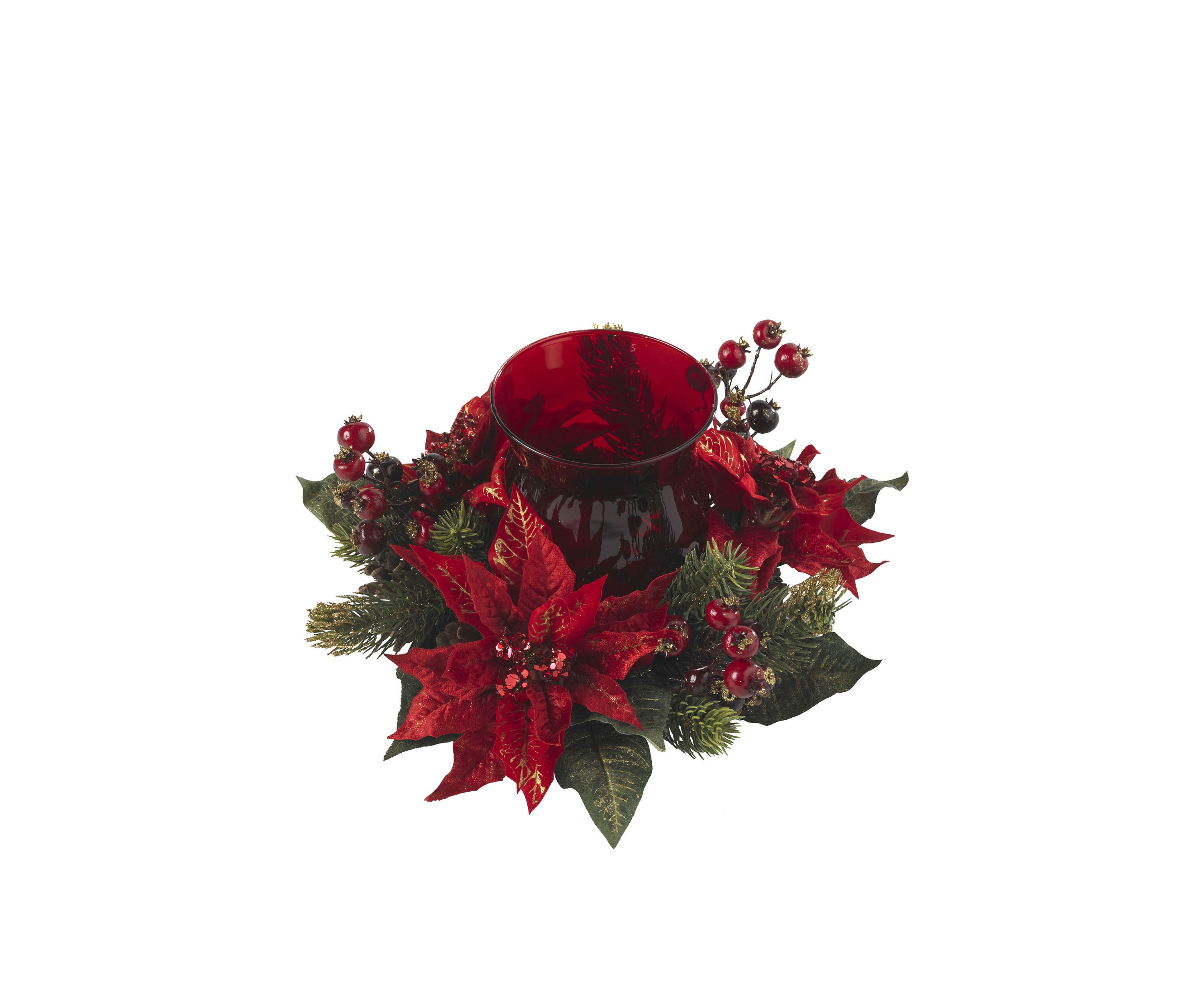 Poinsettia & Berry Candelabrum