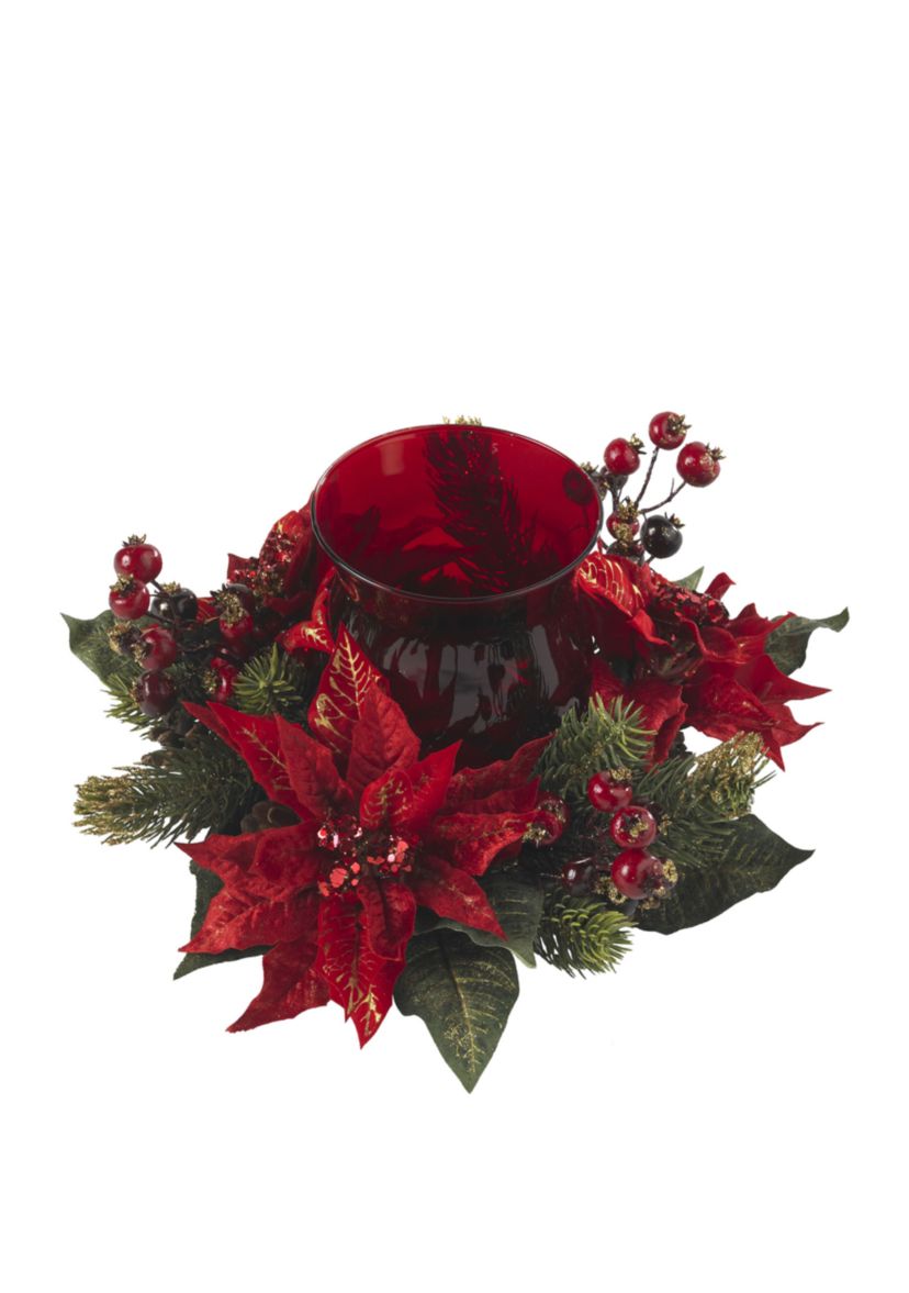 Poinsettia & Berry Candelabrum