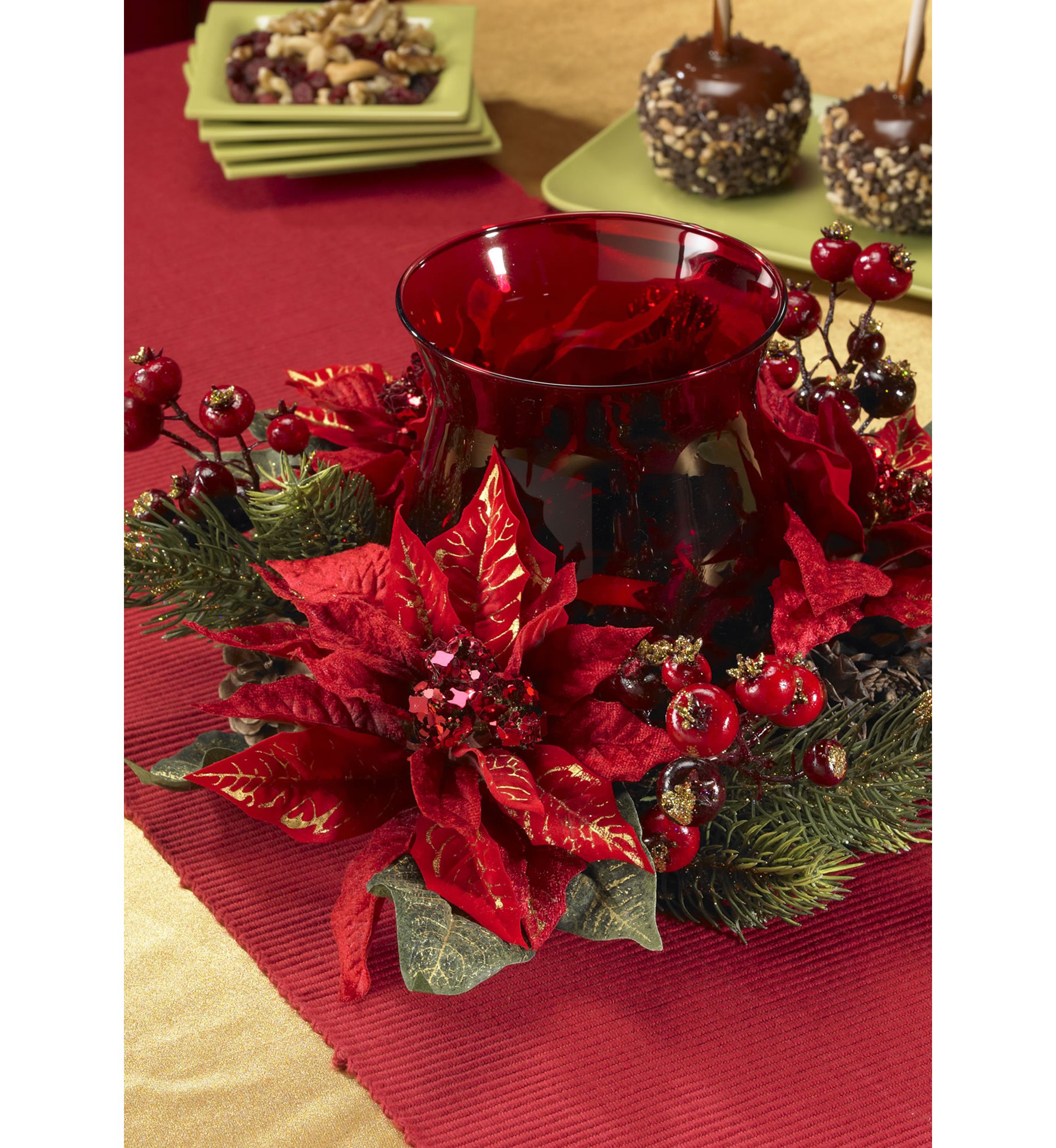 Poinsettia & Berry Candelabrum