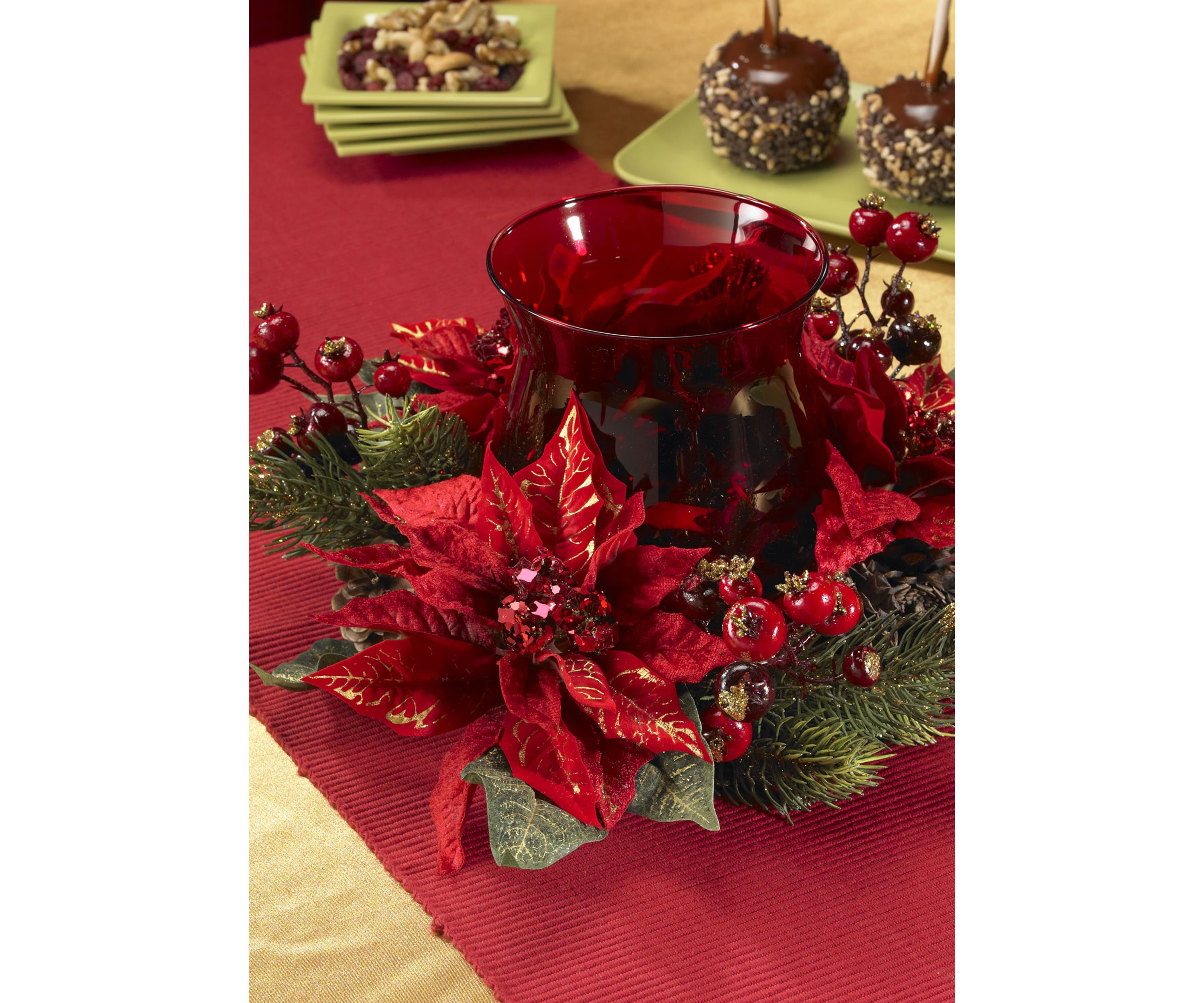 Poinsettia & Berry Candelabrum