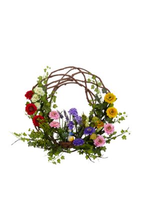 22-Inch Spring Floral Wreath