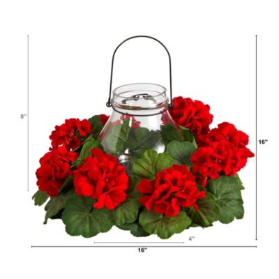 16-Inch Artificial Geranium Candelabrum