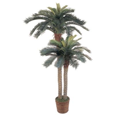 Nearly Natural 6-Foot and 4-Foot Sago Palm Double Potted Silk Tree