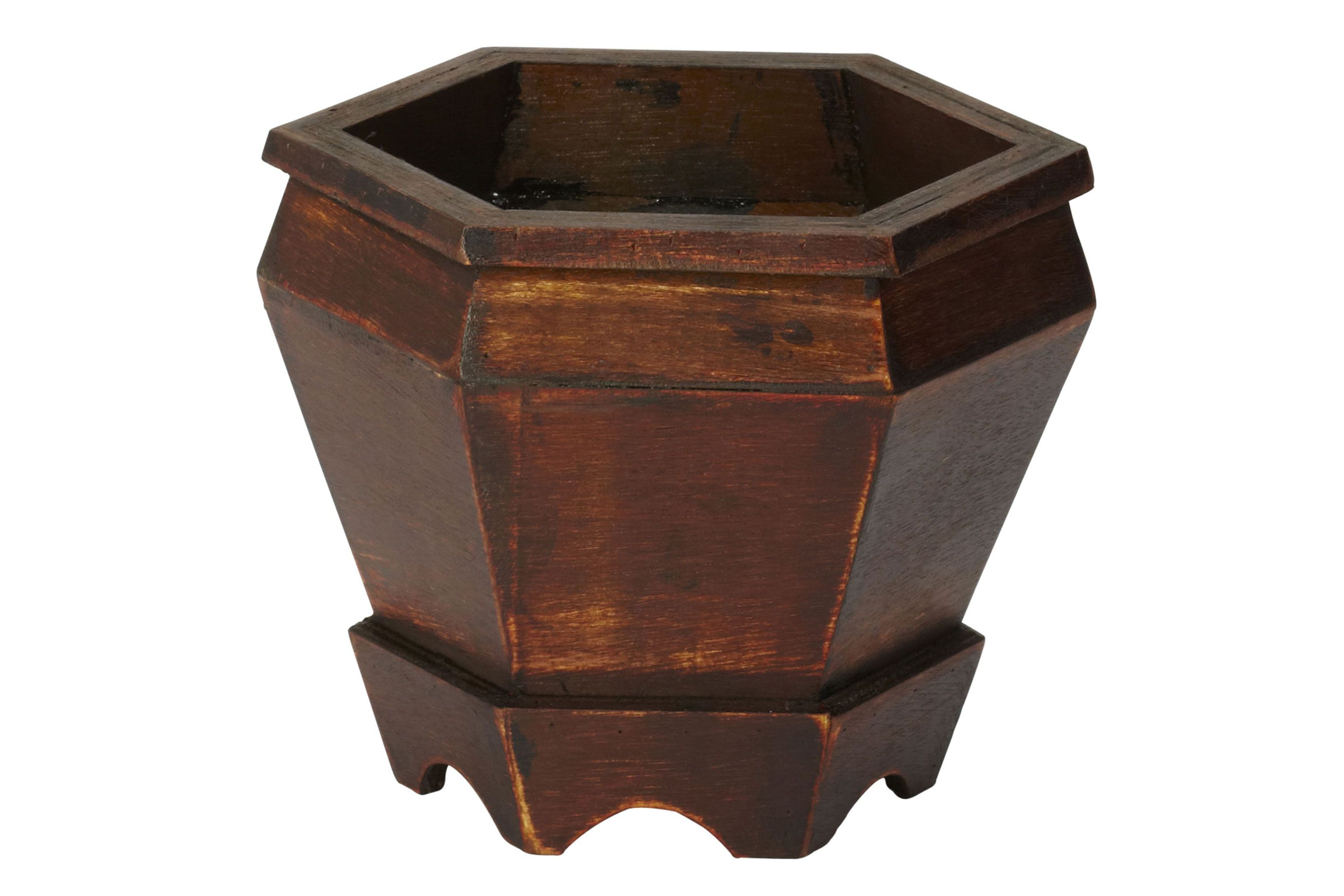 Wooden Hexagon Decorative Planter (Set of 3)