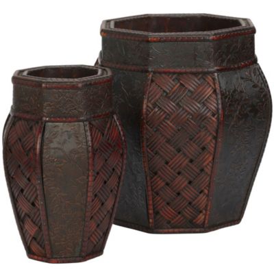Nearly Natural Design and Weave Panel Decorative Planters (Set of 2), Brown