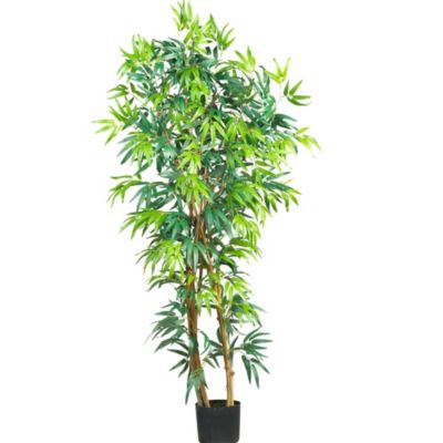 Nearly Natural 5' Curved Bamboo Silk Tree, Green