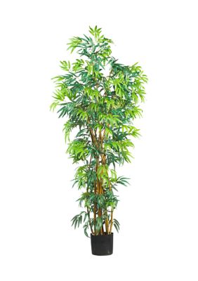 Nearly Natural 6' Curved Bamboo Silk Tree, Green