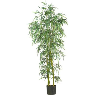 Nearly Natural 6-Foot Fancy Style Slim Bamboo Silk Tree, Green