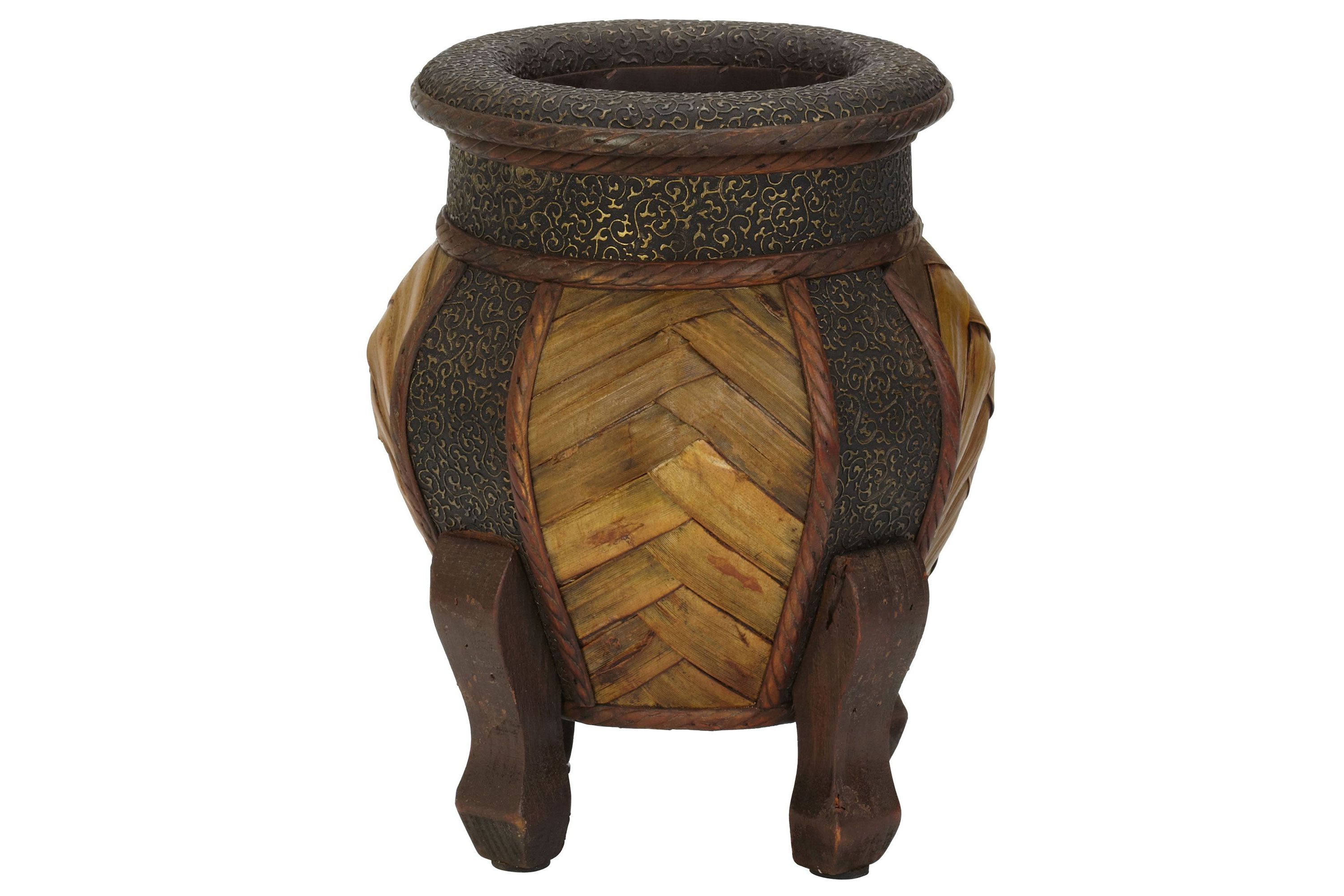 Decorative Rounded Wood Planters (Set of 2)