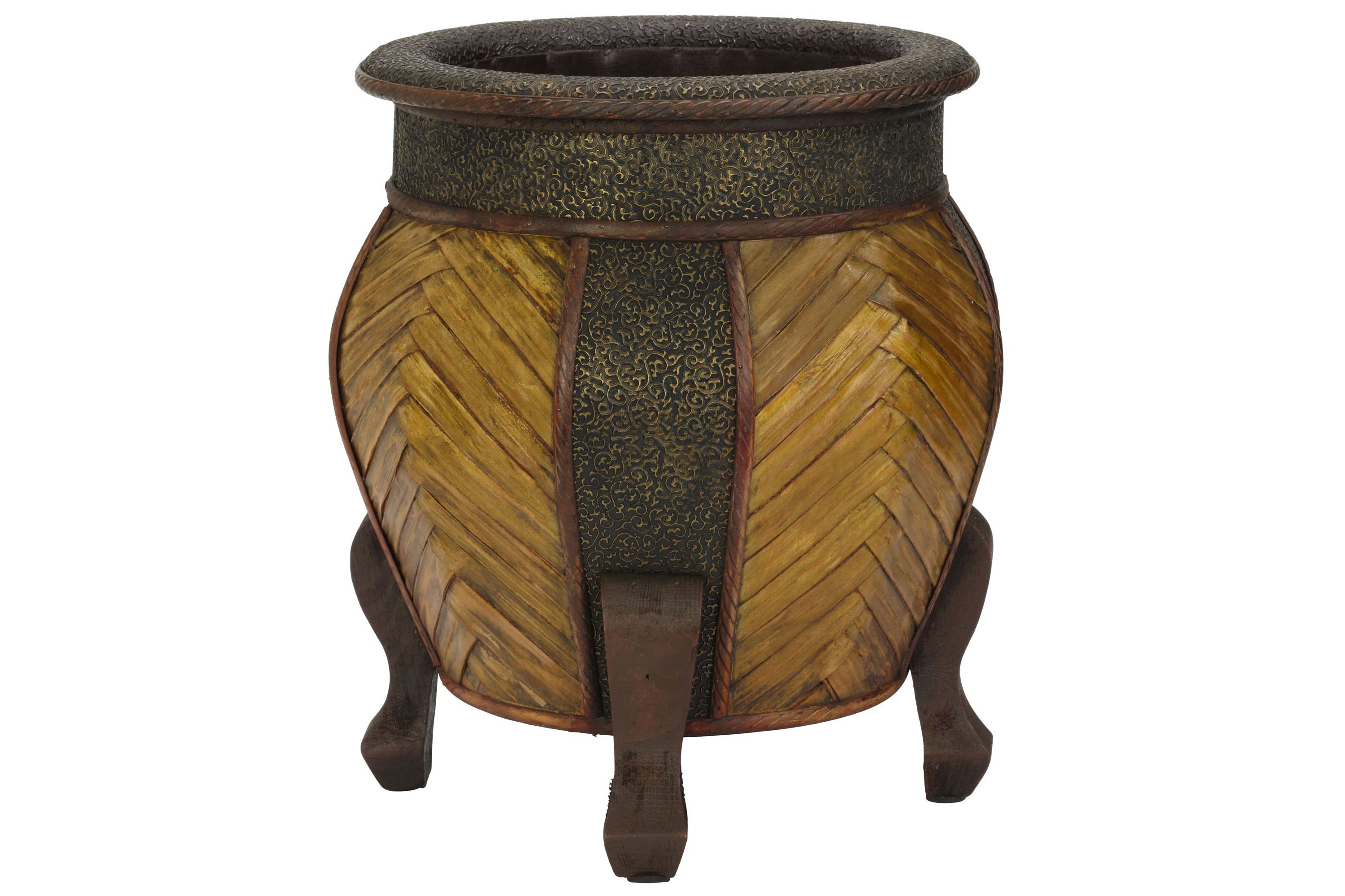 Decorative Rounded Wood Planters (Set of 2)