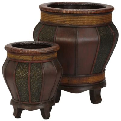 Decorative Wood Panel Planters (Set of 2)