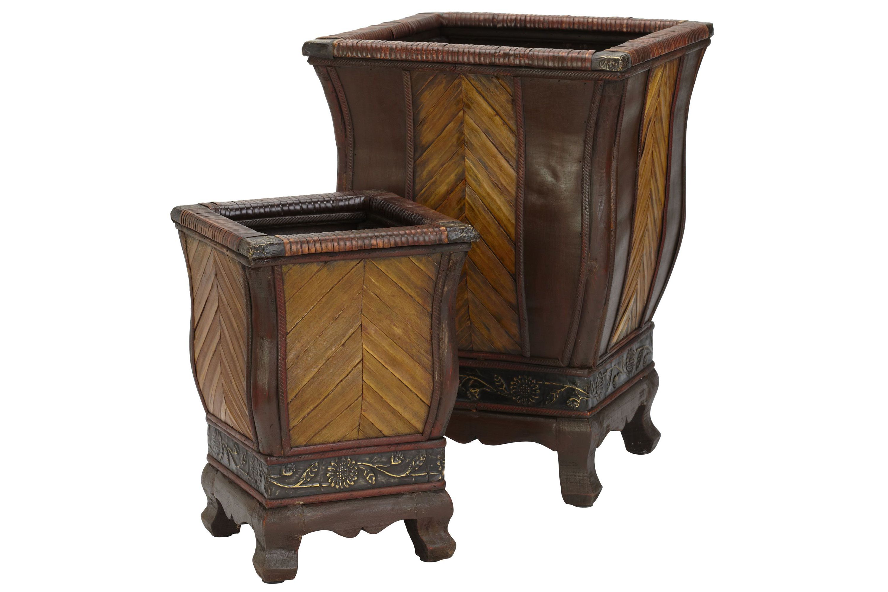 Decorative Wood Planters (Set of 2)