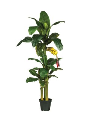 Nearly Natural Triple Stalk Banana Silk Tree, Green