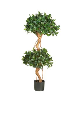 Nearly Natural 4-Foot Sweet Bay Double Ball Topiary Silk Tree, Green