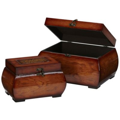 Decorative Lacquered Wood Chests (Set of 2)