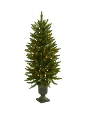 Nearly Natural 4 Ft Christmas Tree with Urn and Clear Lights